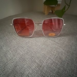 RAE DUNN Sunglasses | Nina| Matte Silver/Glossy Taupe Frame | Rose Lens